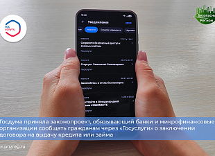 Госдума приняла законопроект, обязывающий банки и микрофинансовые организации сообщать гражданам через «Госуслуги» о заключении договора на выдачу кредита или займа